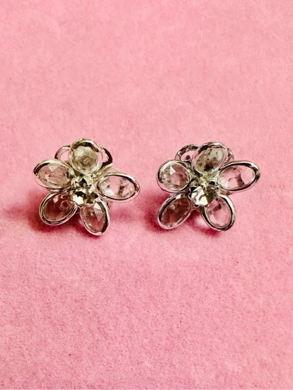 Dainty Crystal Flower Stud Earrings